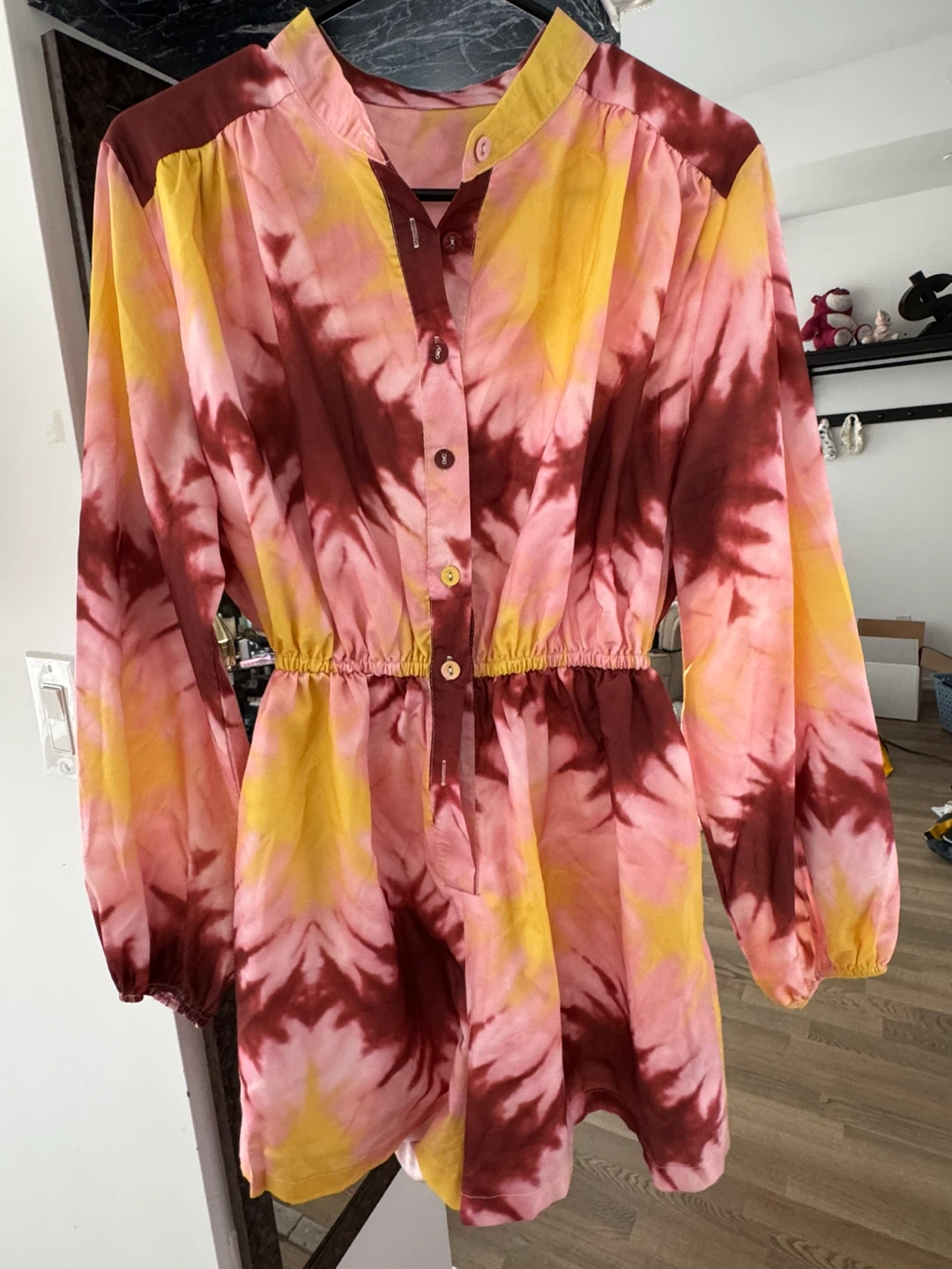 Tie-Dye Long-Sleeve Shirt Jumpsuit - photo 4
