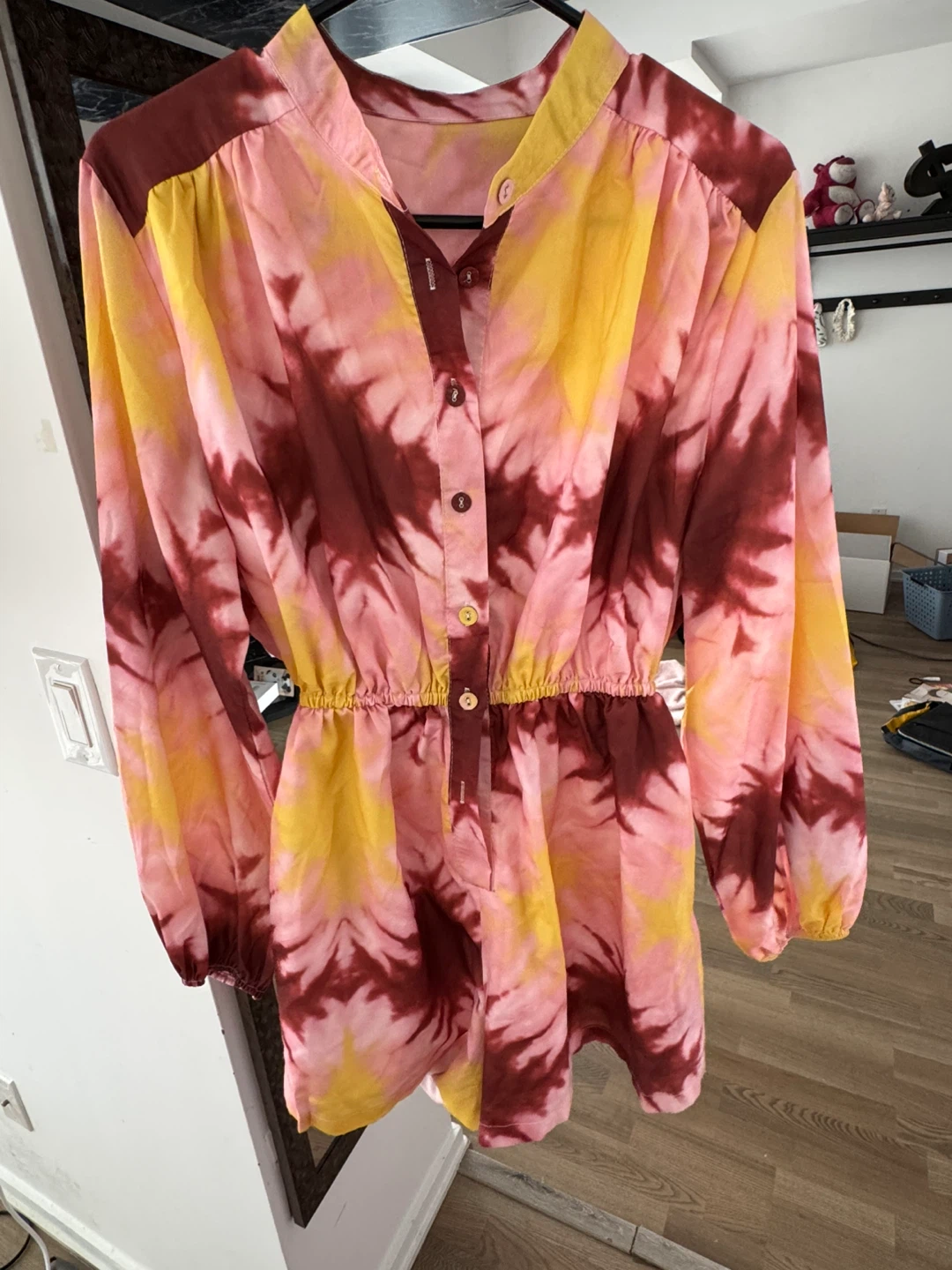 Tie-Dye Long-Sleeve Shirt Jumpsuit - photo 5
