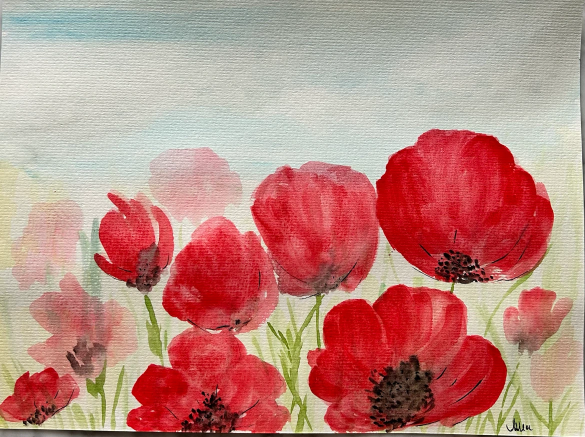 Original Hand-Painted Poppy Watercolour - photo 2