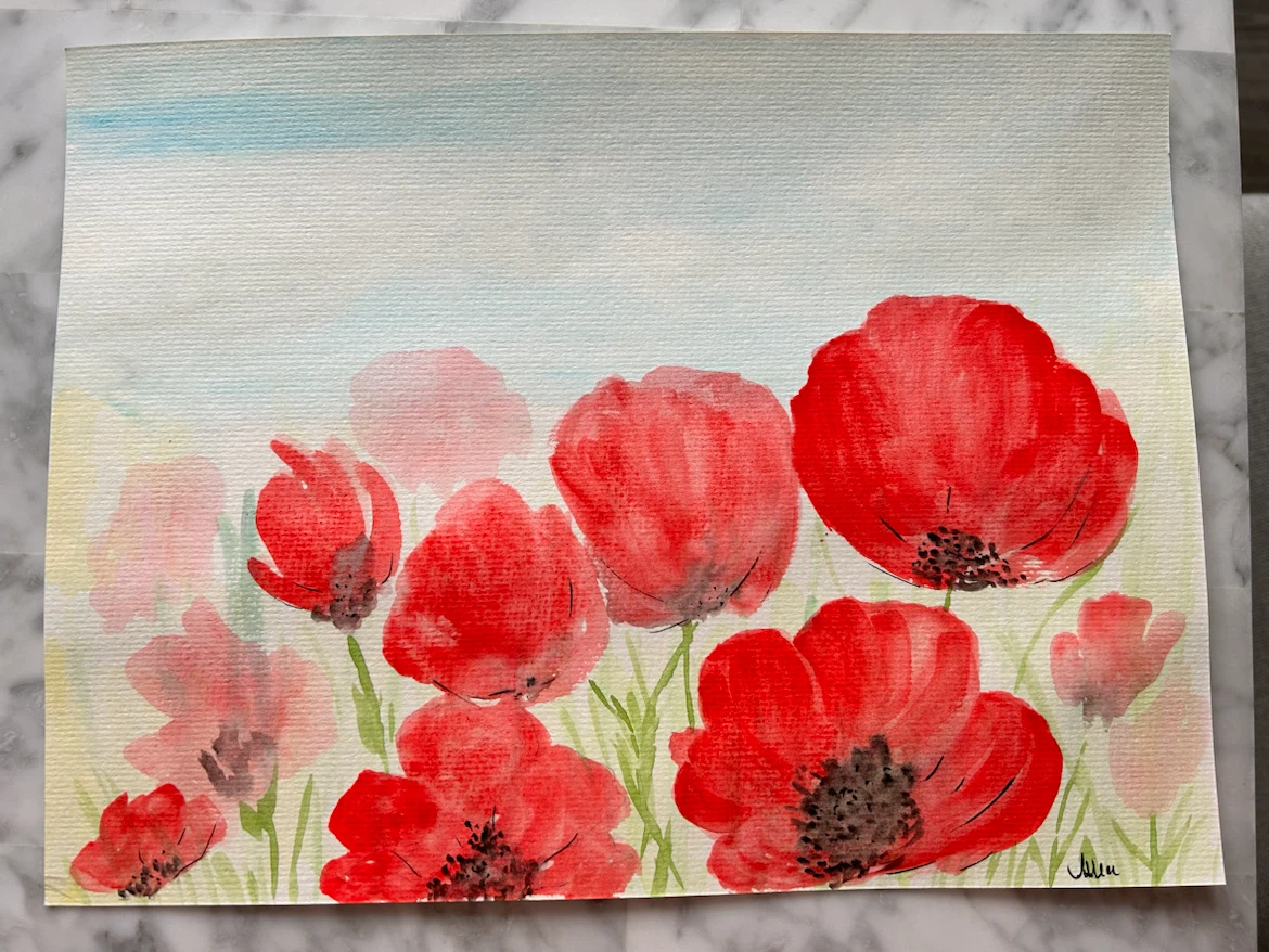 Original Hand-Painted Poppy Watercolour - photo 3