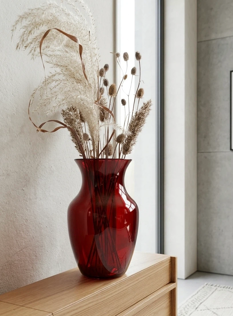 Vase Vintage MCM Ruby Red Glass