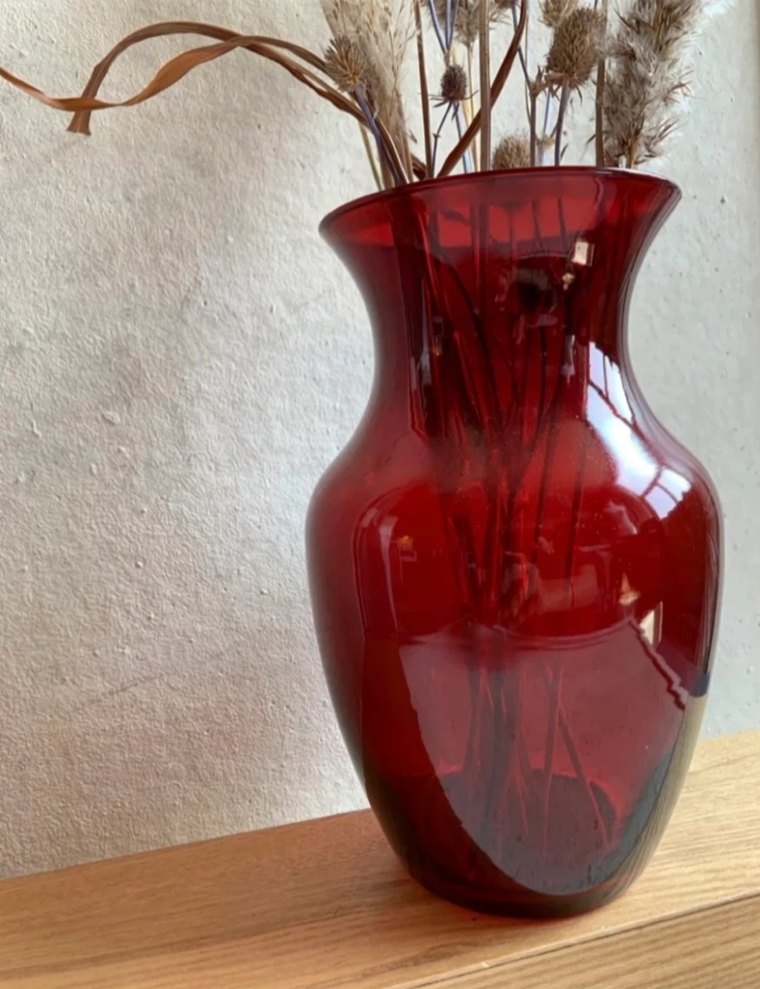 Vase Vintage MCM Ruby Red Glass - photo 4