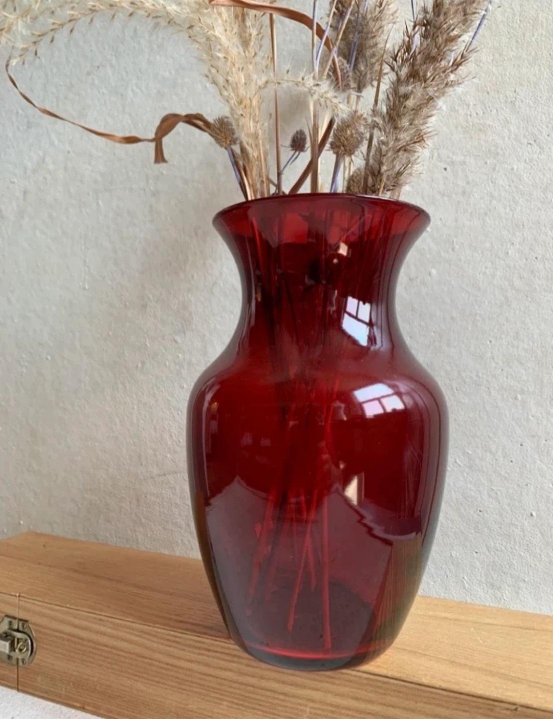 Vase Vintage MCM Ruby Red Glass - photo 5