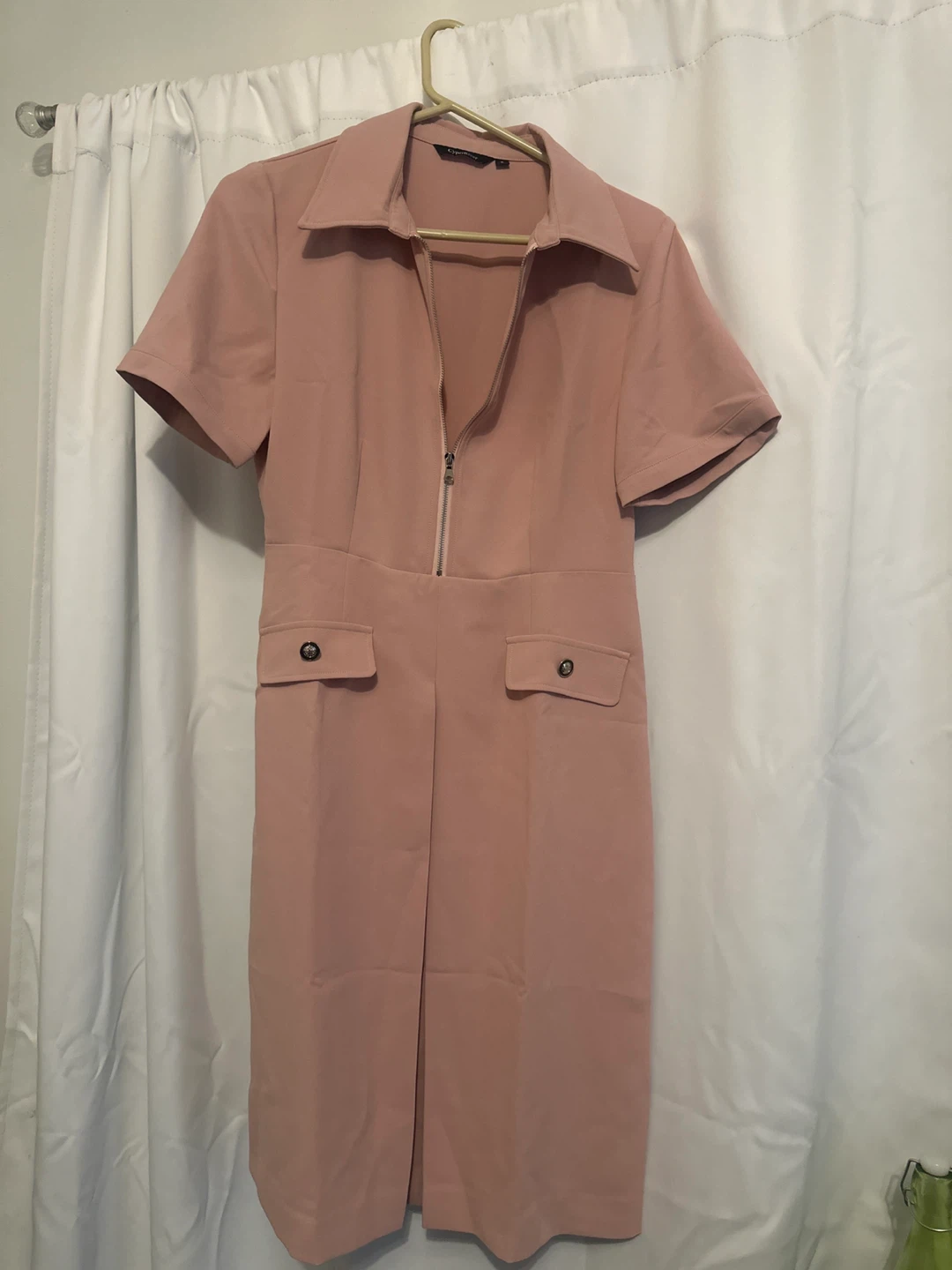CyperRiver Pink Zipper Front Dress