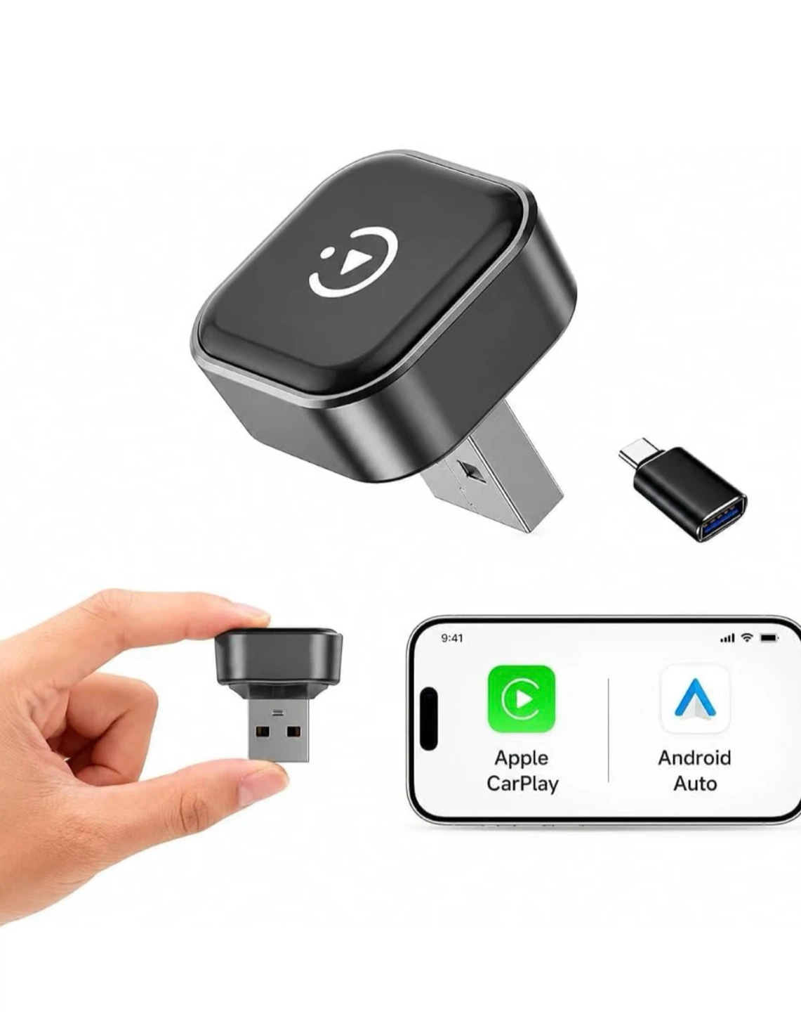 Wireless Apple CarPlay and Android Auto Adapter