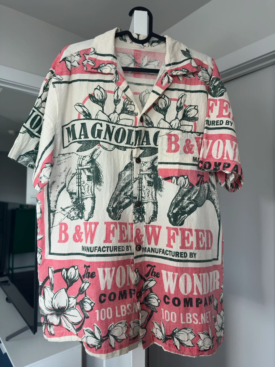 Vintage Magnolia Feed Sack Print Short Sleeve Shirt - photo 2
