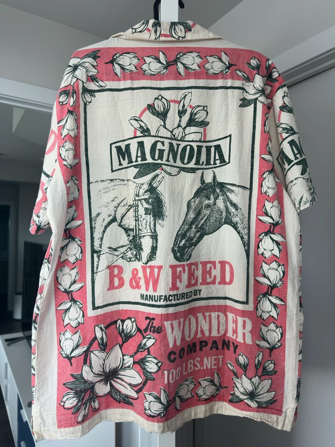 Vintage Magnolia Feed Sack Print Short Sleeve Shirt - photo 3