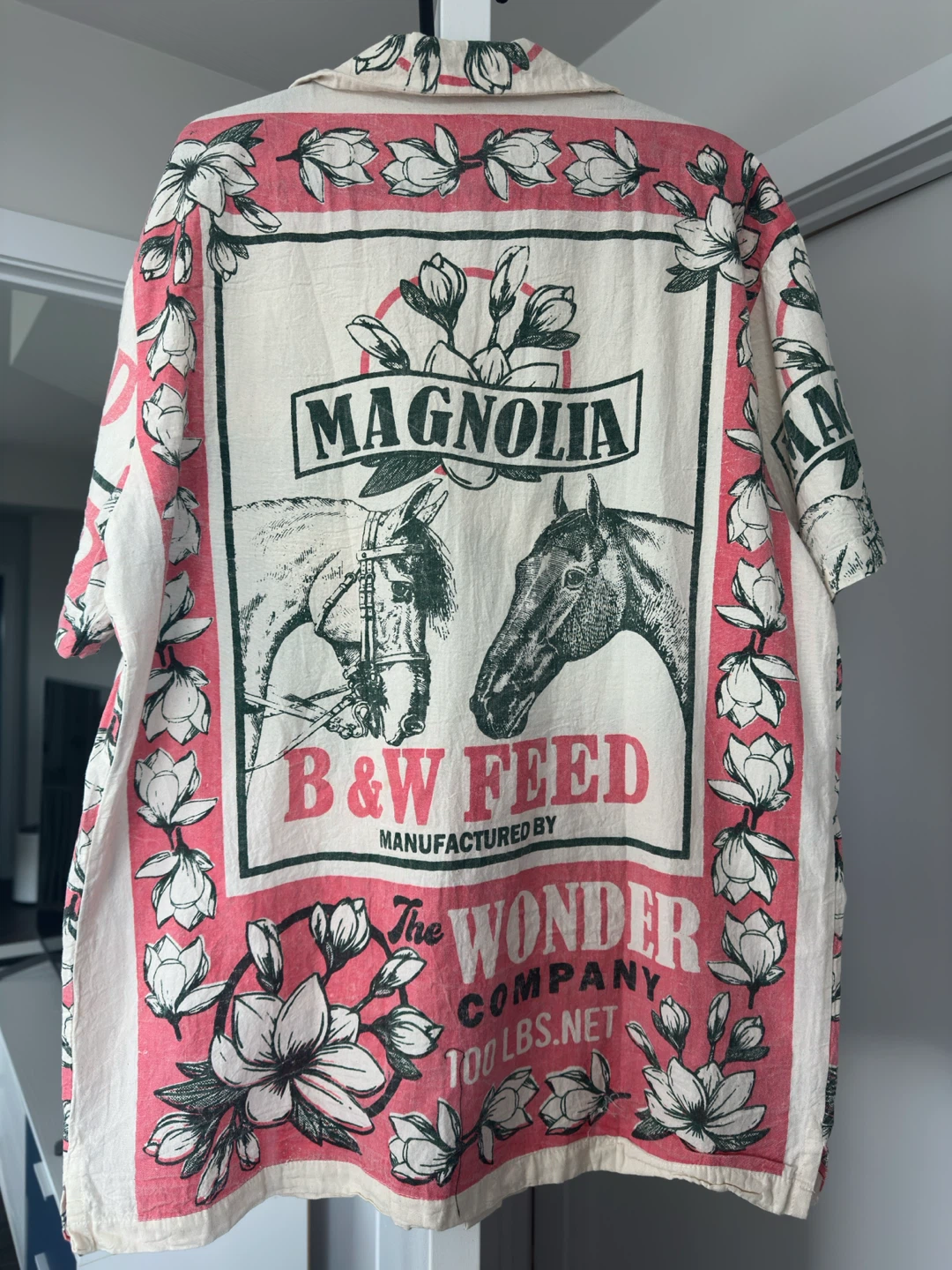 Vintage Magnolia Feed Sack Print Short Sleeve Shirt - photo 4
