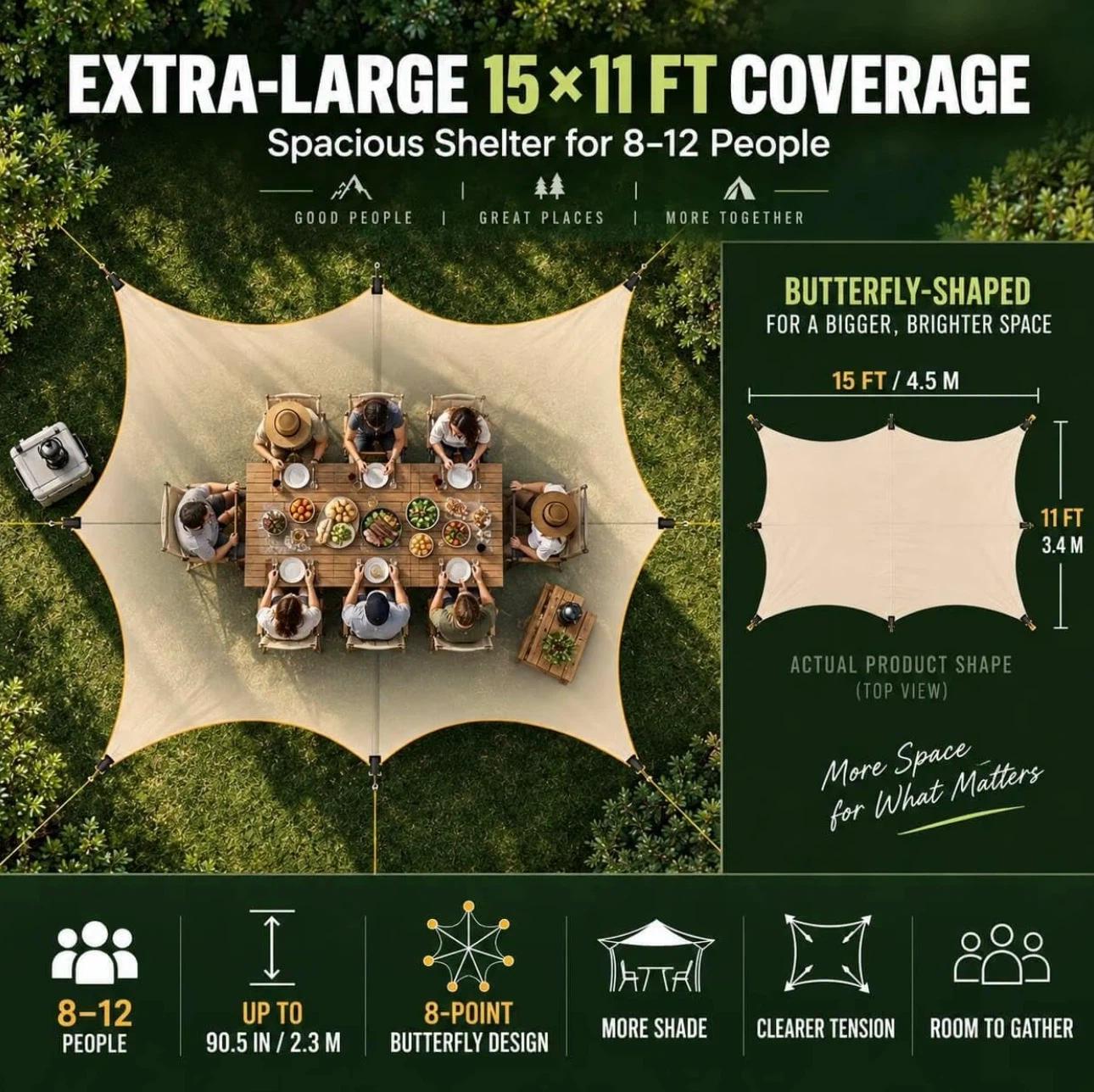 Extra-Large Butterfly Camping Tarp Shelter - photo 3
