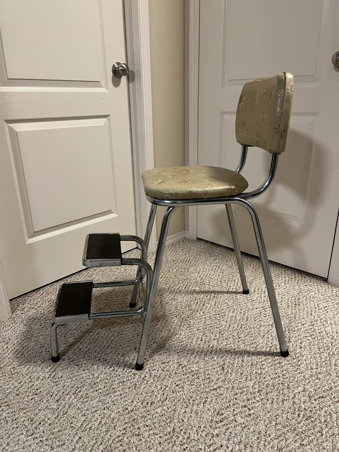Mid century vintage chair with fold out steps