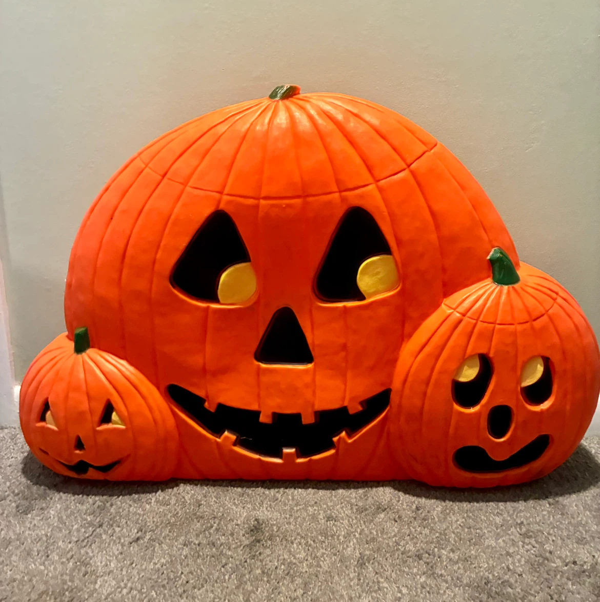 Vintage Plastic Pumpkin Jack-O-Lantern Trio