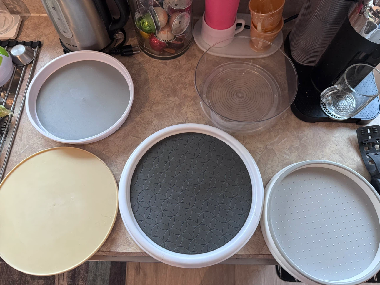 Assorted Kitchen Lazy Susans and Turntable Organizers - Set of 5