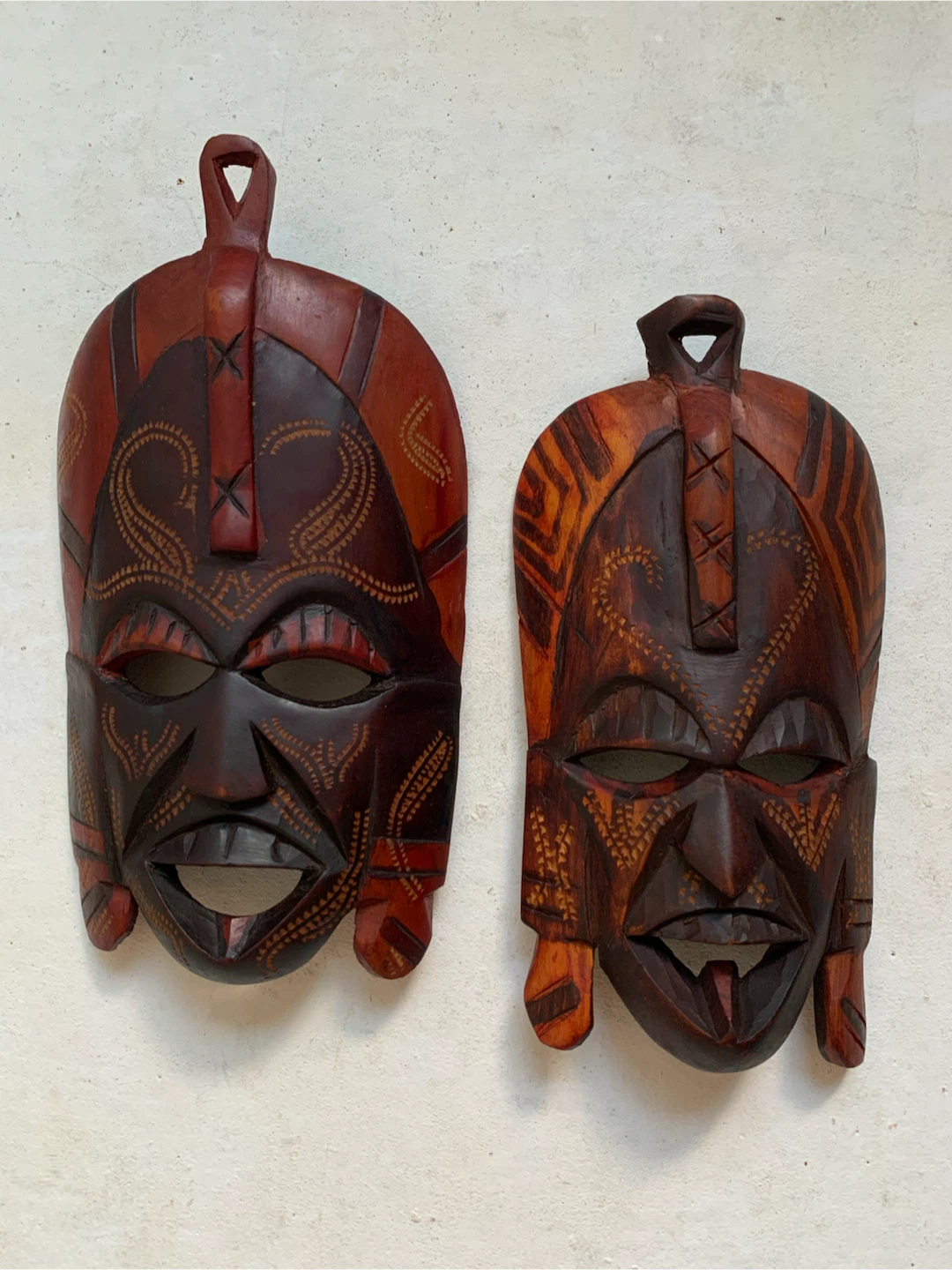 Vintage Hand Carved Wooden African Masks