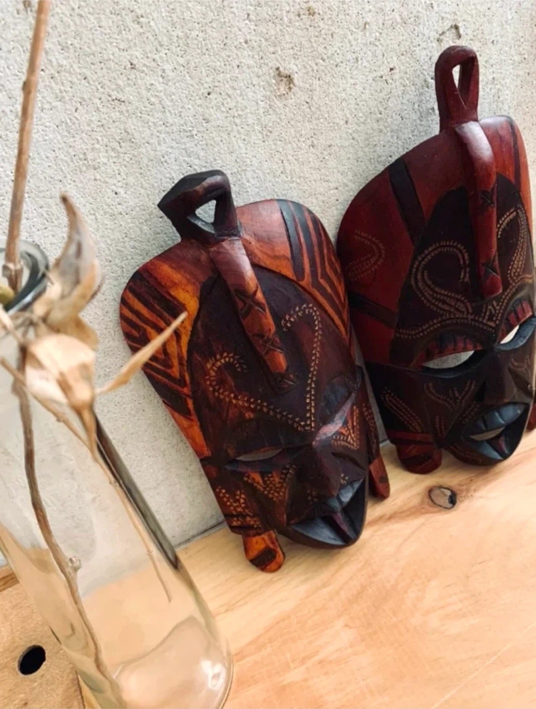 Vintage Hand Carved Wooden African Masks - photo 2