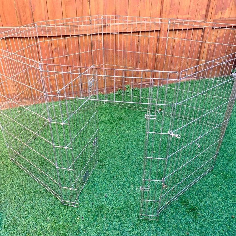 Dog Exercise Pen 8 Panel Foldable Pet Playpen Metal Cage Fence - photo 4