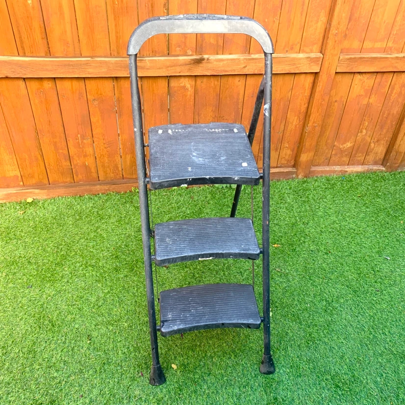 3 Step Folding Ladder Step Stool Portable Household Ladder Black