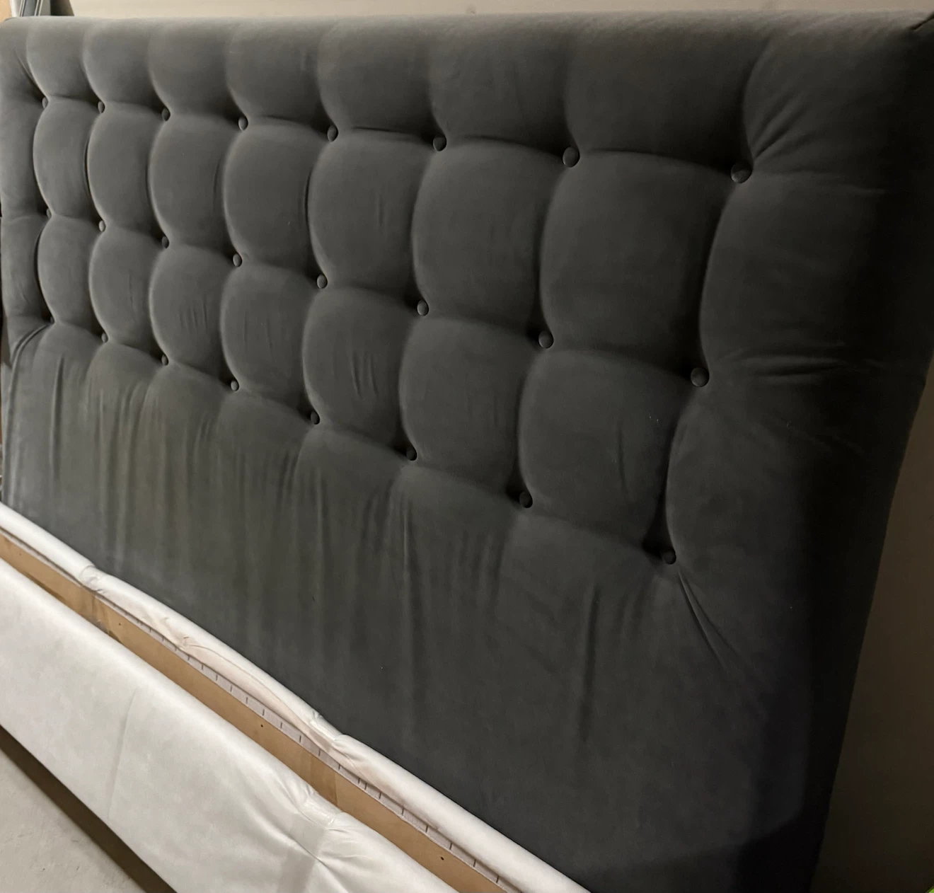 Dark Grey Velvet Upholstered Bed Frame - photo 2