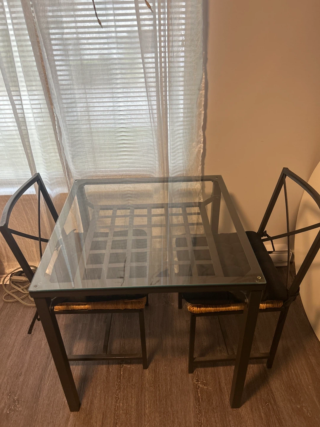 Glass Dining Table with Two Chairs