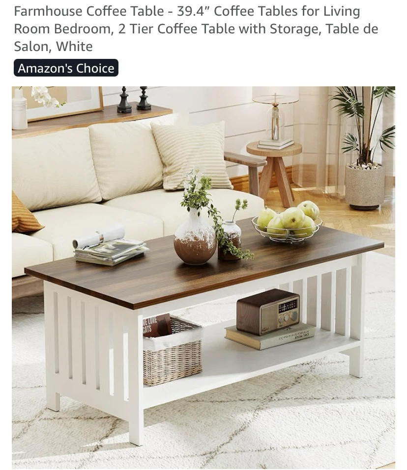Brand New Farmhouse Coffee Table - 39.4”