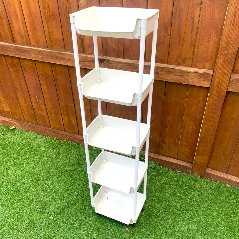 White 5-Tier Slim Rolling Storage Cart