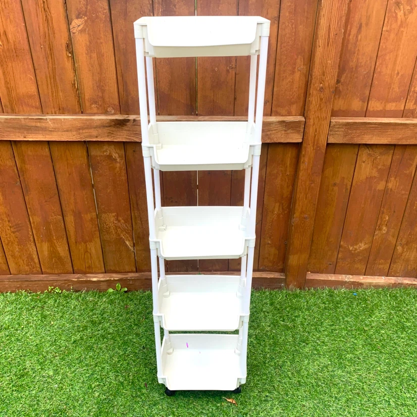 White 5-Tier Slim Rolling Storage Cart - photo 2