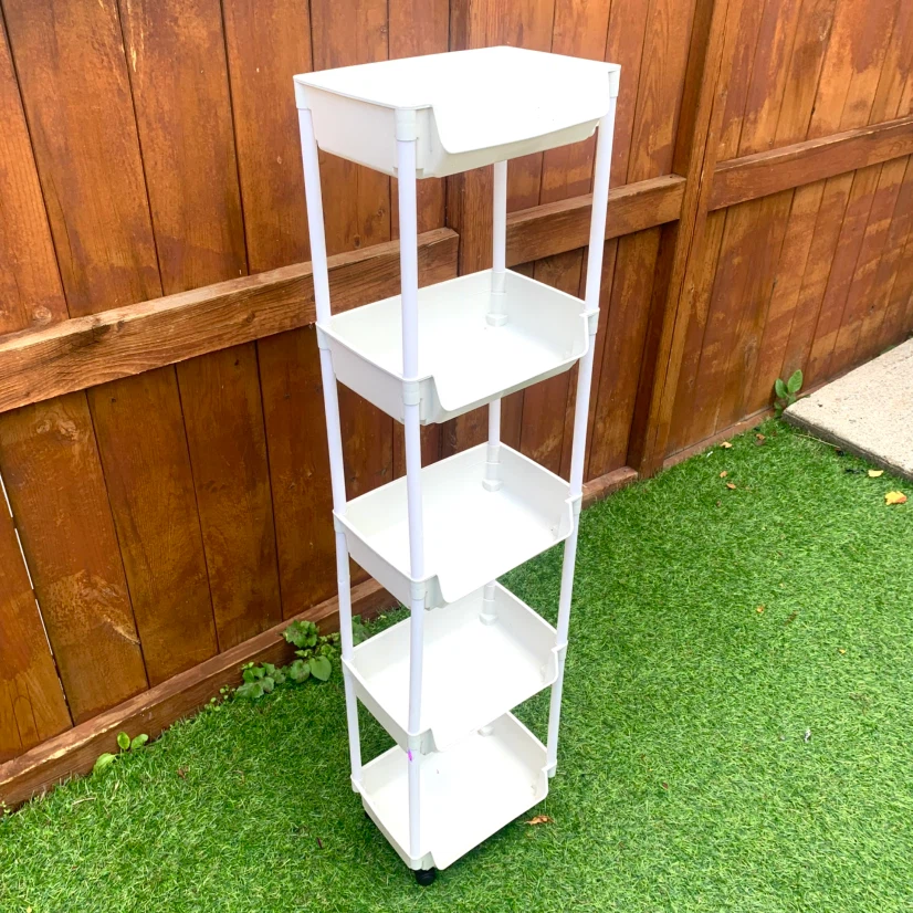 White 5-Tier Slim Rolling Storage Cart - photo 3
