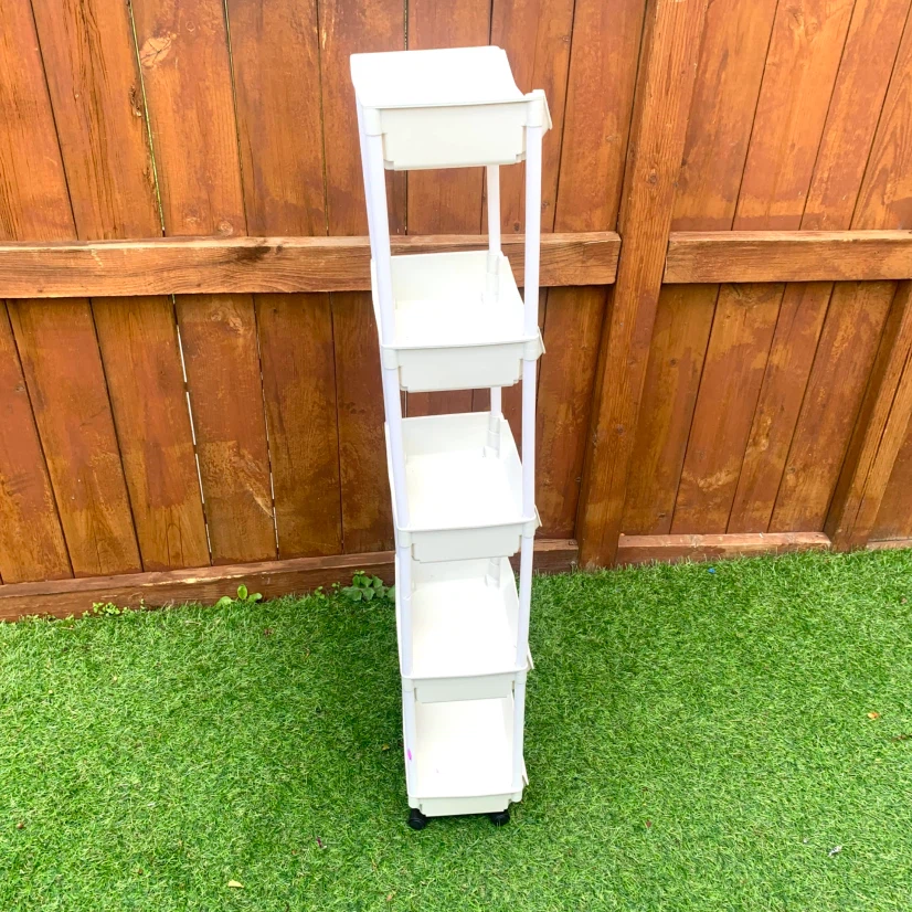 White 5-Tier Slim Rolling Storage Cart - photo 5