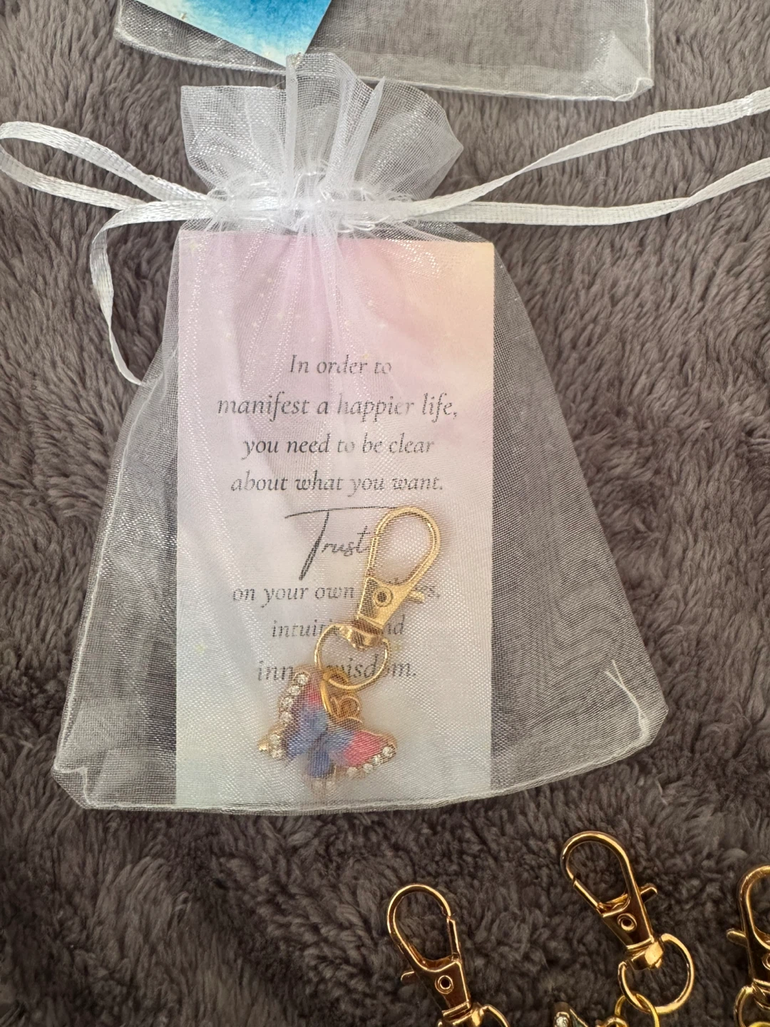 Butterfly Keychain Party Gift Set with Affirmation Cards