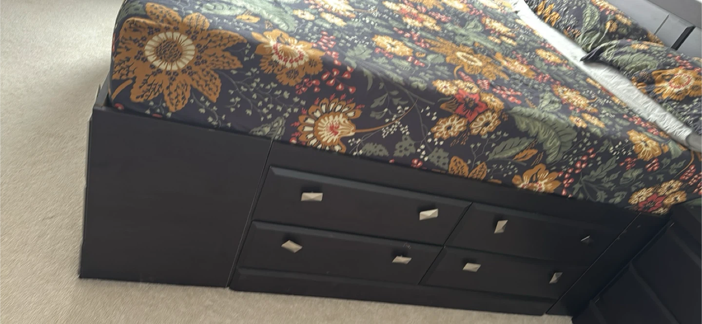 Dark Brown Wooden Storage Bed queen and dresser - photo 2