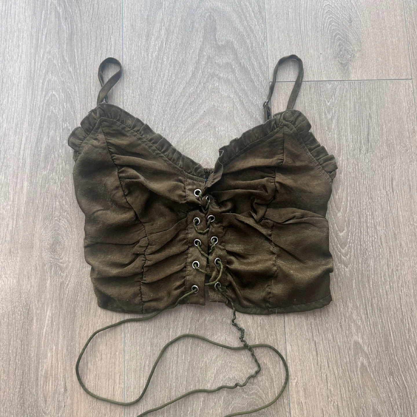 Shein Army Green Tie Up Tank Top