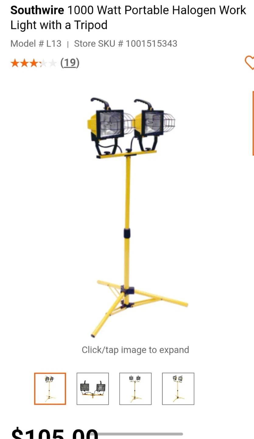 Southwire 1000 Watt Portable Halogen Work Light