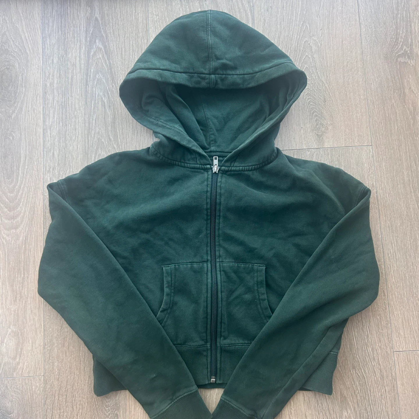Harlow Forest Green Cropped Zipup Hoodie