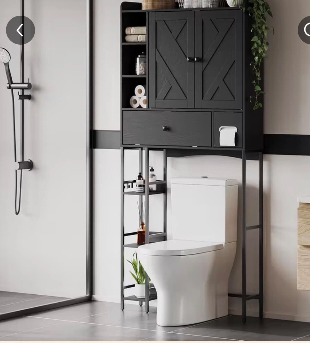 Over-the-Toilet Storage Cabinet Black