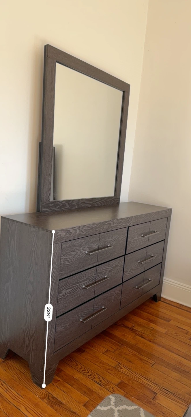 Dark Wood Dresser with Mirror - photo 2