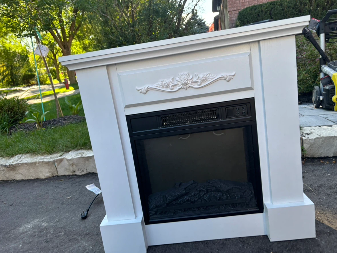White Electric Fireplace Mantel