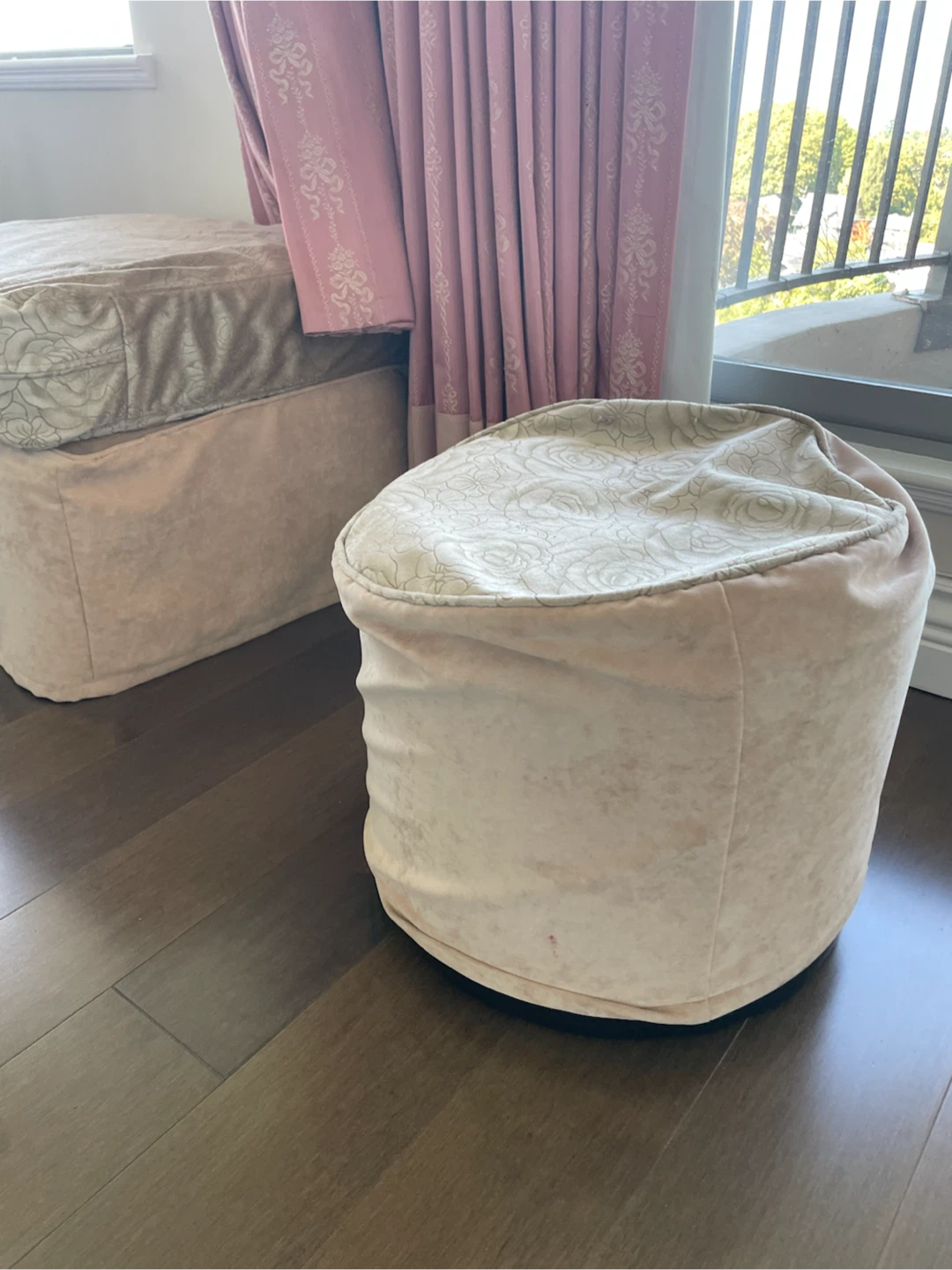 Velvet Round Ottoman
