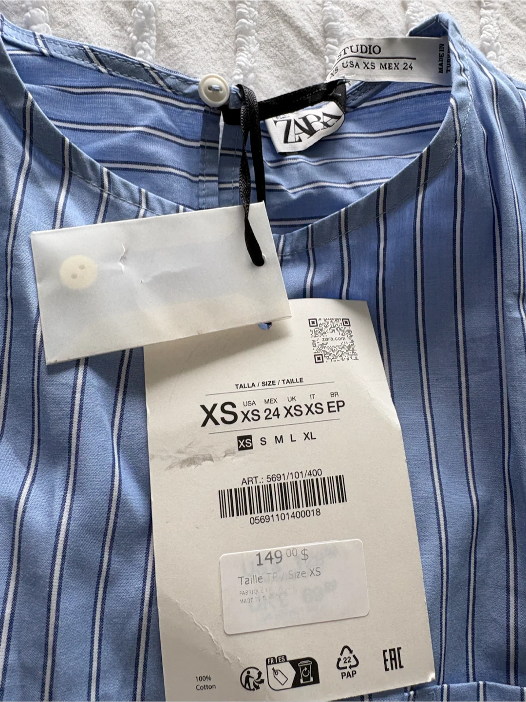 Zara Striped Cotton Dress - Size XS/M - photo 2