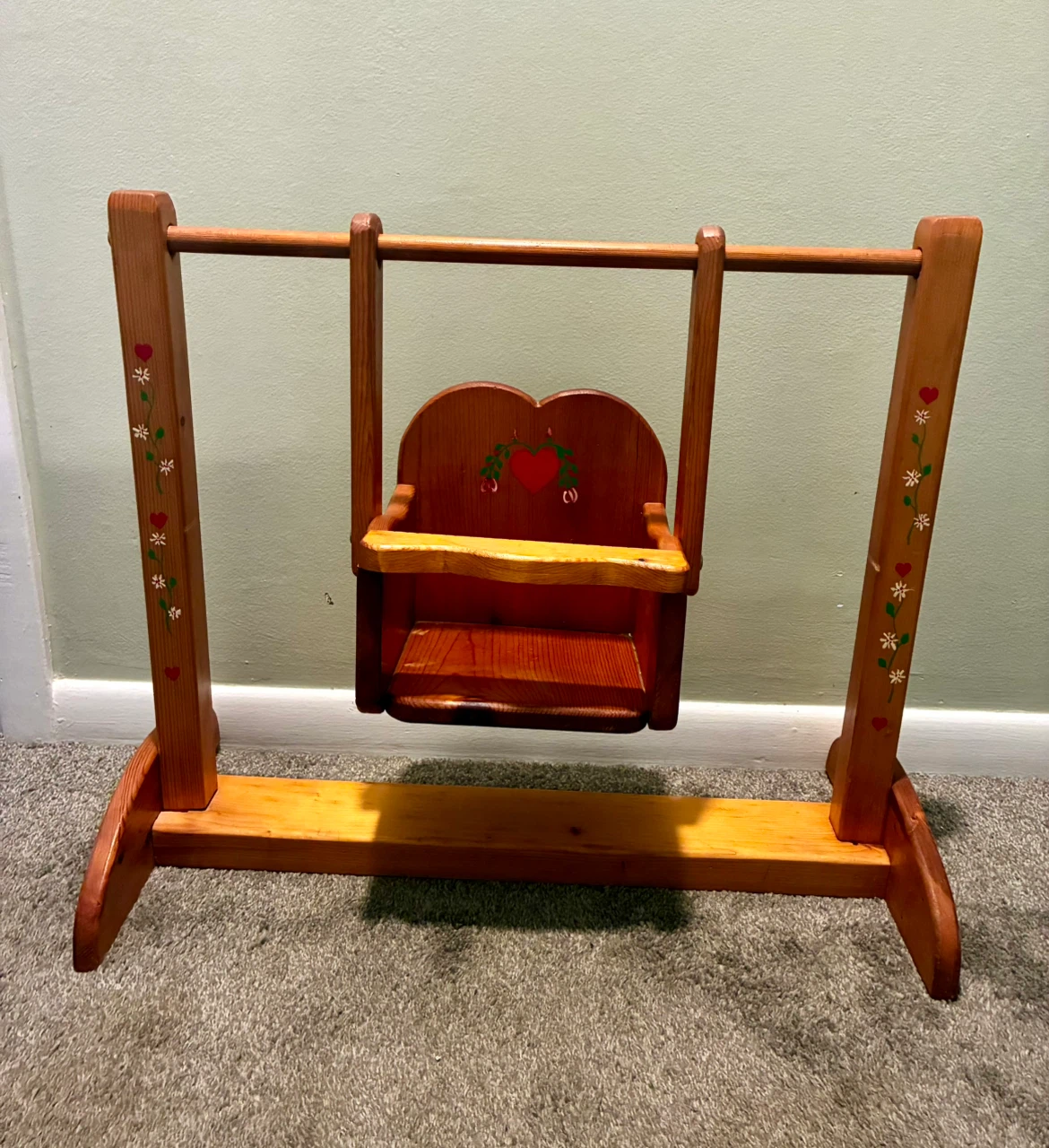 Granny Cottage Core Vintage Handmade Solid Wood Doll Swing