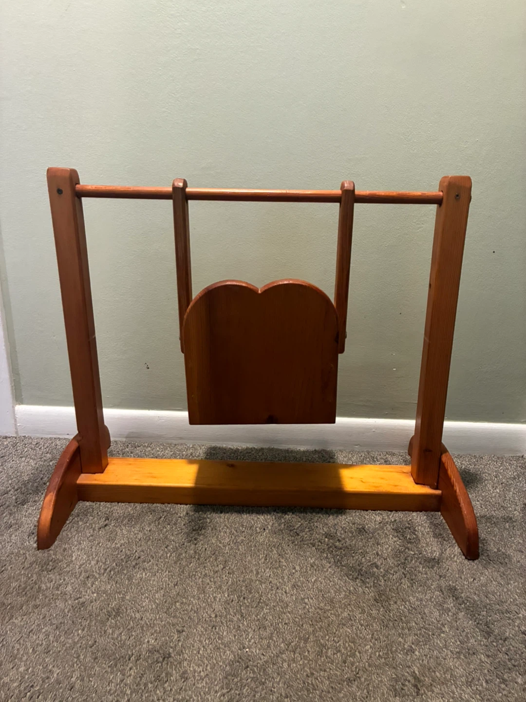 Granny Cottage Core Vintage Handmade Solid Wood Doll Swing - photo 5