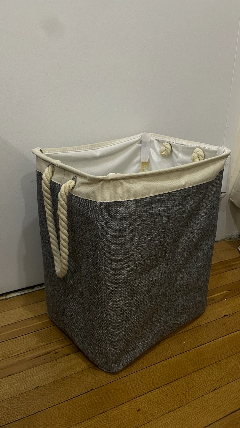 Gray Storage Bin with Rope Handles