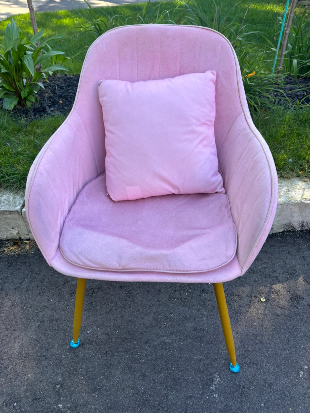 Pink Velvet Accent Chair
