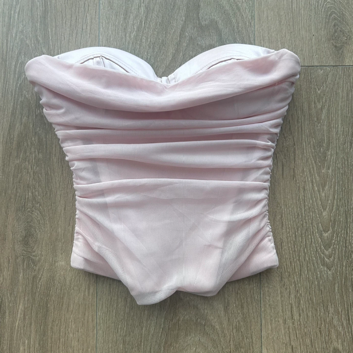 Dynamite Baby Pink Draped Mesh Corset Top