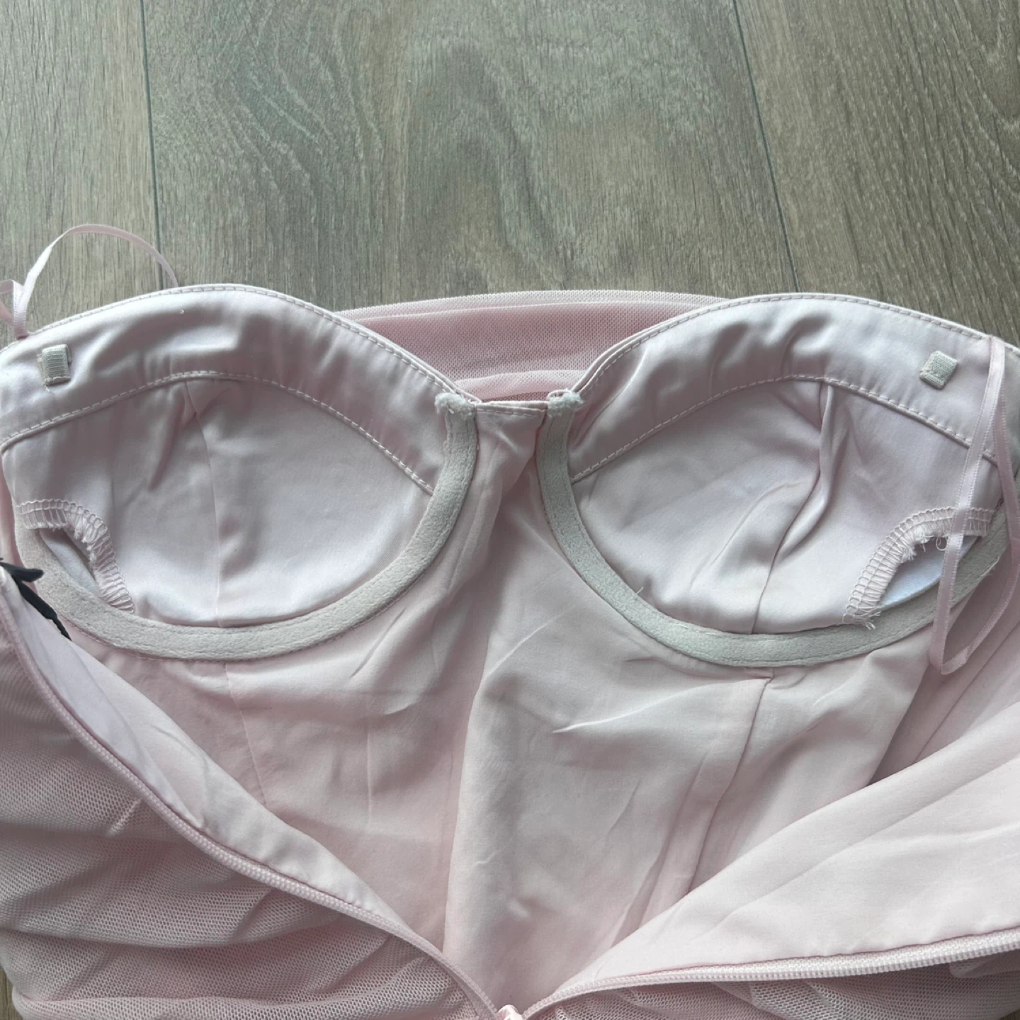 Dynamite Baby Pink Draped Mesh Corset Top - photo 4