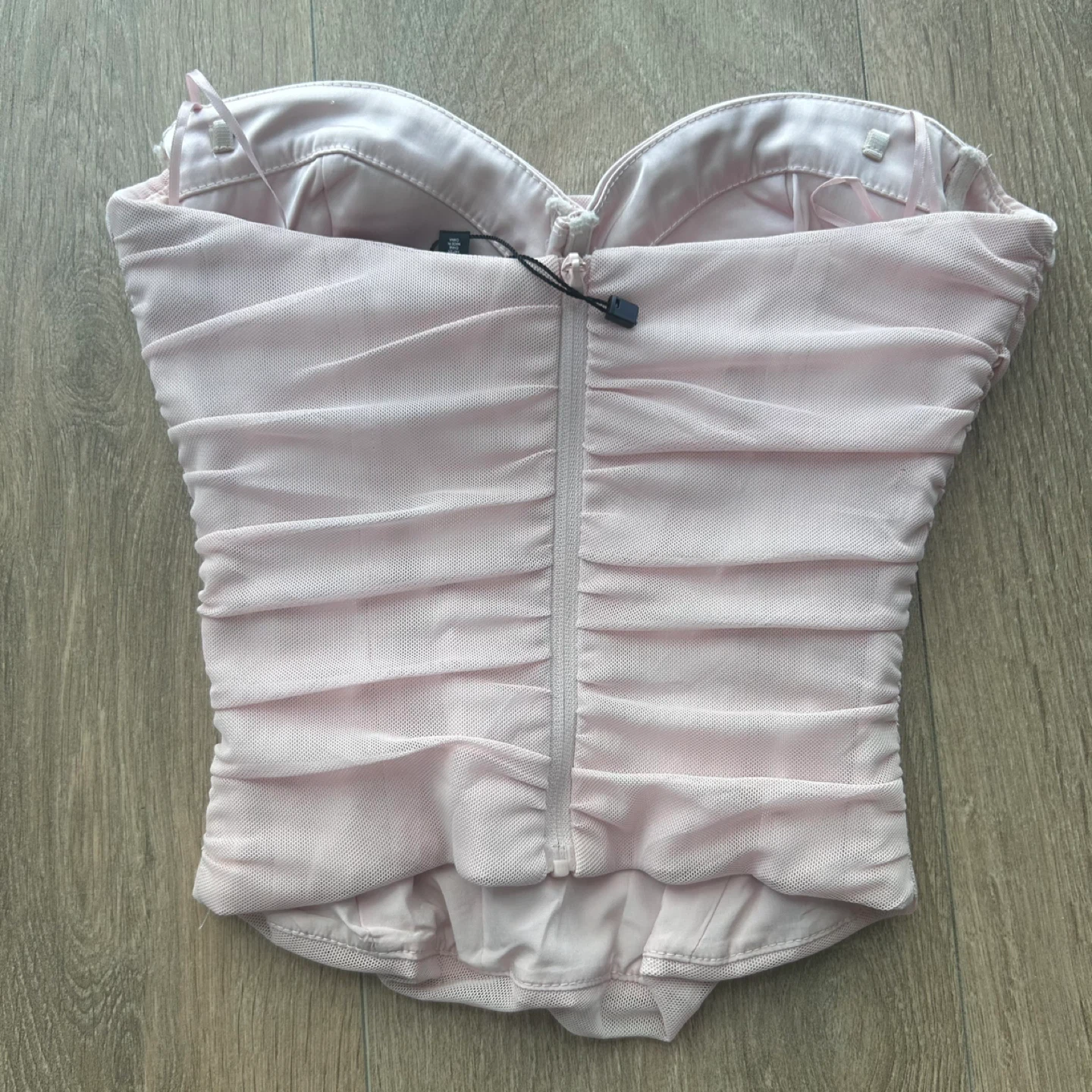 Dynamite Baby Pink Draped Mesh Corset Top - photo 2