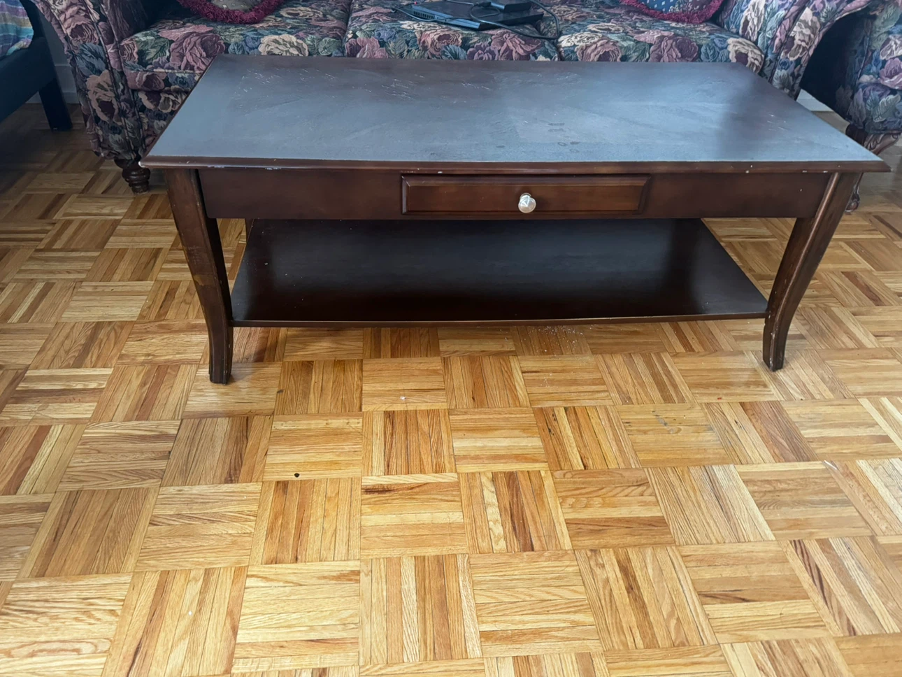 Dark wood coffee table and matching end tables - photo 2