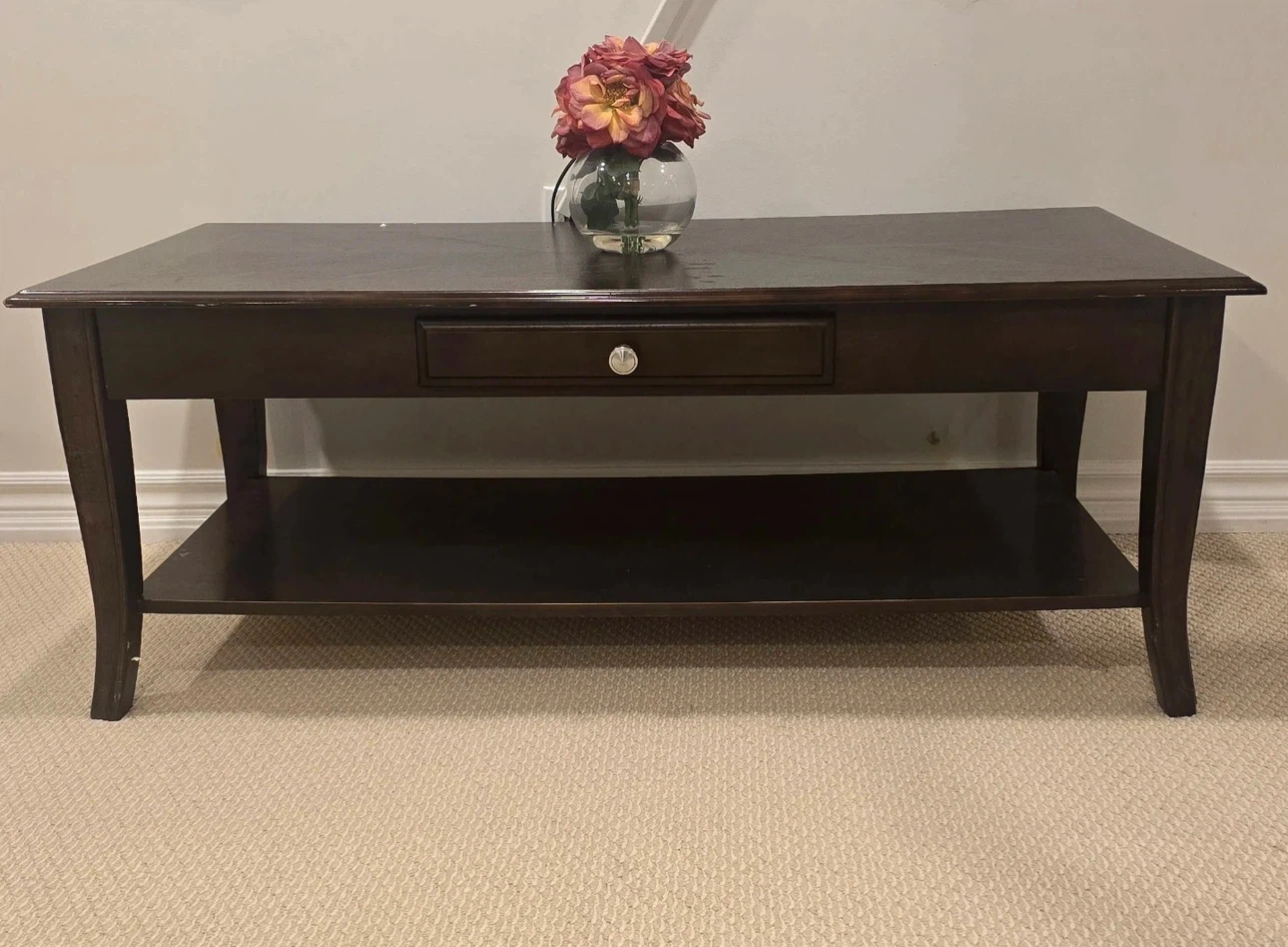 Dark wood coffee table and matching end tables - photo 3