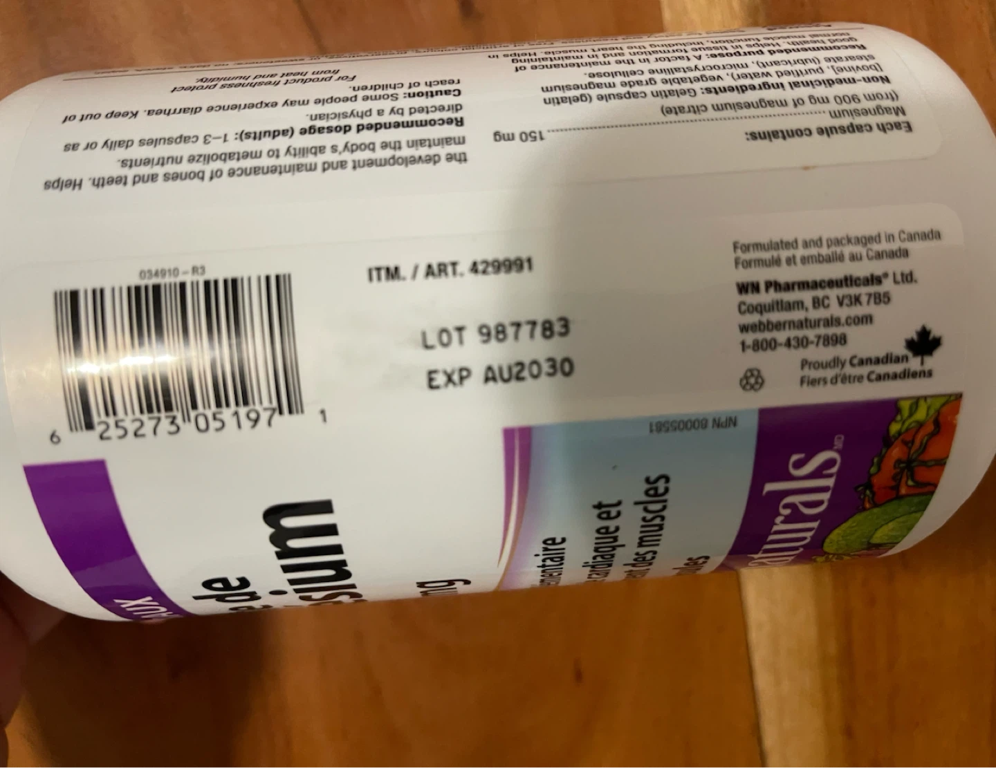 Webber Naturals Magnesium Citrate 150mg 300 Capsules - photo 2