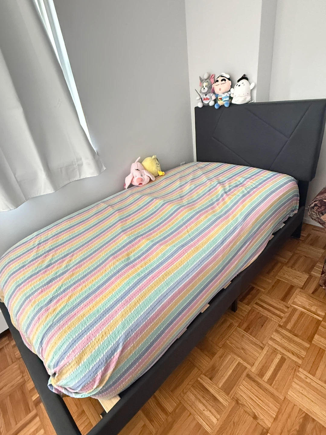 Twin size Dark Grey Single Bed Frame and mattress - photo 2