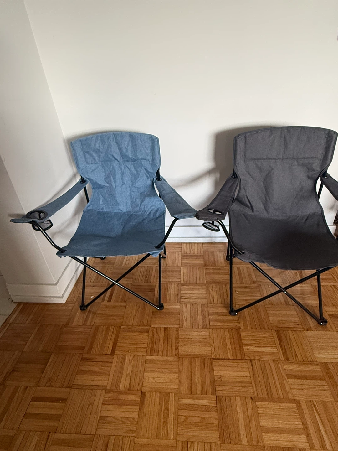 Set of two folding camping chairs