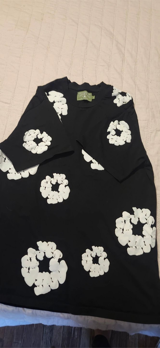 Black and white denim tears shirt